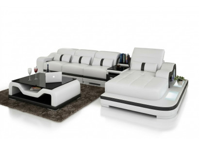 Ledersofa Couch Sofagarnitur Nei 3+2+1 Sëtzer Garnitur Design Modern Sofa +USB