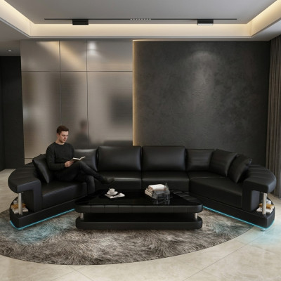 Wunnlandschaft Trapezforméiert Ronn Ecksofa Sofa Ronn Couch Polster U-Form + USB