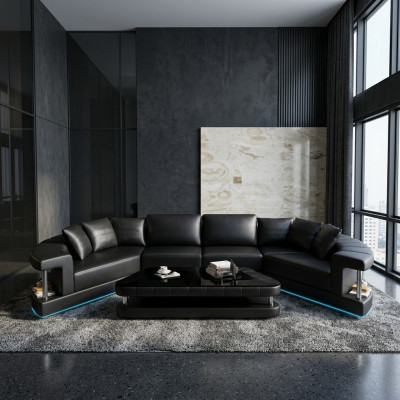 Wunnlandschaft Trapezforméiert Ronn Ecksofa Sofa Ronn Couch Polster U-Form + USB