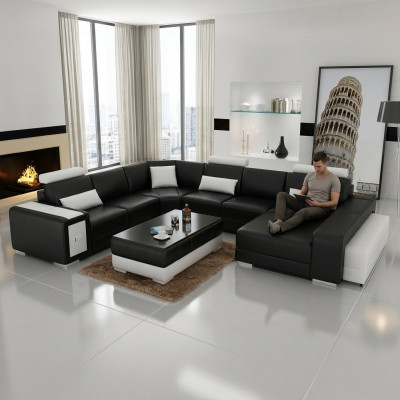 Grouss Design Ecksofa Polster Eckcouch Sofa Garnitur Couch Wunnlandschaft USB Nei