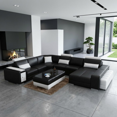 Grouss Design Ecksofa Polster Eckcouch Sofa Garnitur Couch Wunnlandschaft USB Nei
