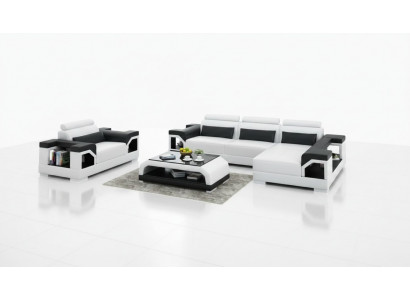 Ledercouch mat USB Wunnlandschaft Eckssofa +Fautel Eckgarnitur Design Modern Sofa