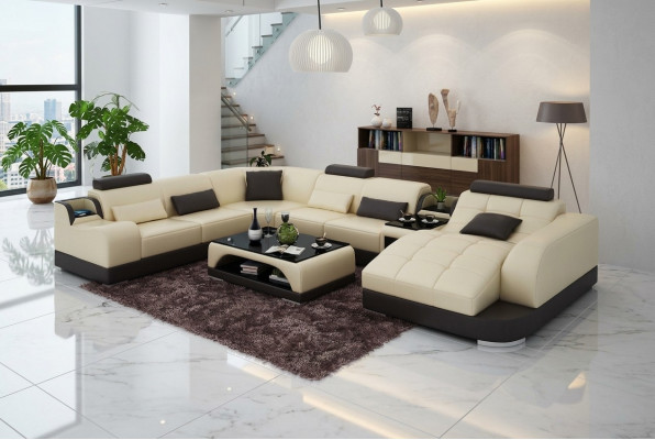 Eckgarnitur Lieder Sofa Wunnzëmmer Wunnlandschaft Polstereck Sëtzgruppen +USB