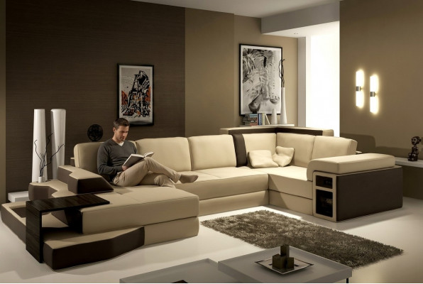 XXL Design Grouss Canapé +USB Eckcanapé Couch Wunnlandschaft U-Form Lieder Textil Eck