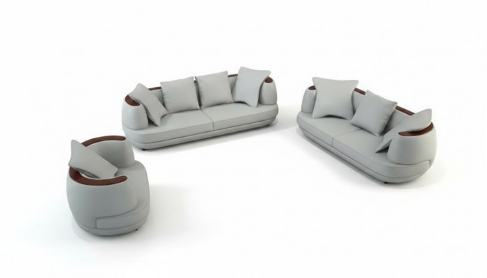 Ledercanapé USB Couchset 3+2+1 Canapé Sëtz Polster Canapé Set Garnituren