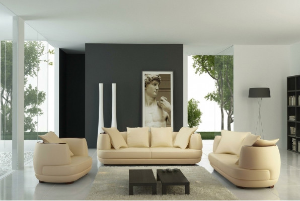 Sofagarnitur + USB Luxus Designer Canapé Polster 3+2+1 Lieder Sofa Sëtz Beige NEI