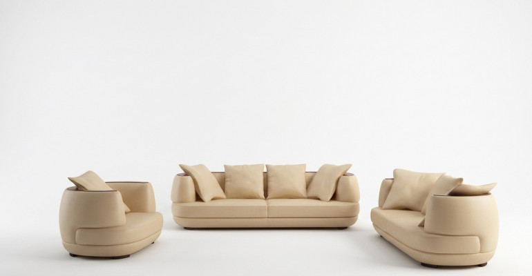 Sofagarnitur + USB Luxus Designer Canapé Polster 3+2+1 Lieder Sofa Sëtz Beige NEI