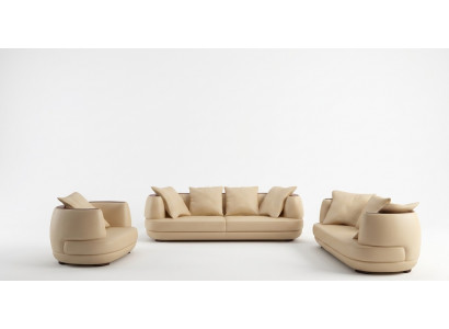 Sofagarnitur + USB Luxus Designer Canapé Polster 3+2+1 Lieder Sofa Sëtz Beige NEI