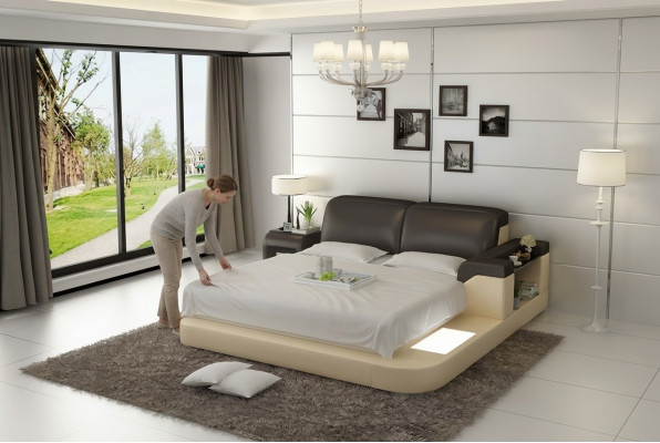 Luxus Duebel Multifunktioun Waasserbett Waasserbett Polsterung 200x200 + USB