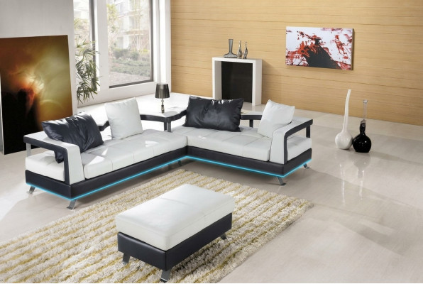 Ledercouch Sofa Wunnlandschaft Ecksofa Eck Garnitur Design Modern Sofa + USB Nei