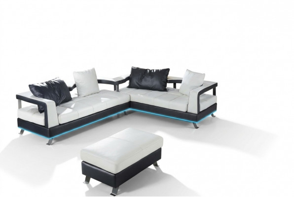 Ledercouch Sofa Wunnlandschaft Ecksofa Eck Garnitur Design Modern Sofa + USB Nei