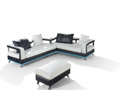 Ledercouch Sofa Wunnlandschaft Ecksofa Eck Garnitur Design Modern Sofa + USB Nei