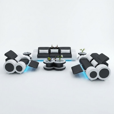 Ledercouch Sofa Garnitur 3+2+1 Garnitur Design Modern Sofa + USB Sëtze Nei