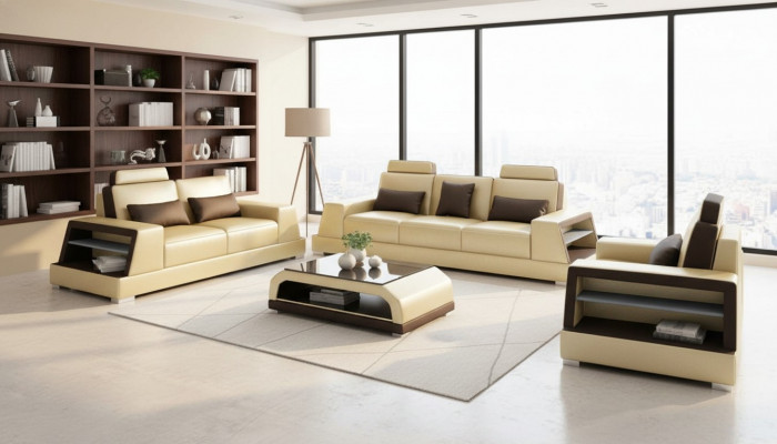 Multifunktiouns Canapé Relax Sofa Lieder Polster Dräi-Sëtzer Design 3er Nei Couchen