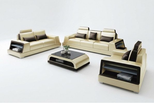 Multifunktiouns Canapé Relax Sofa Lieder Polster Dräi-Sëtzer Design 3er Nei Couchen