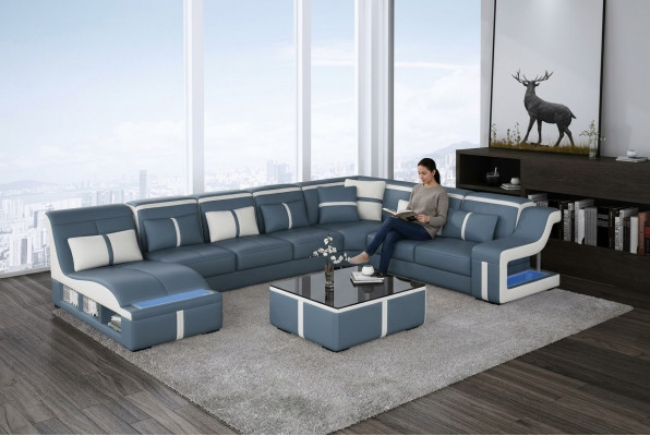 Wunnlandschaft Ecksofa Sofa Canapé U Form Polster Canapéen Lieder Design Beliicht