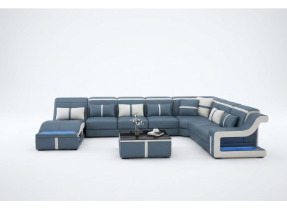 Wunnlandschaft Ecksofa Sofa Canapé U Form Polster Canapéen Lieder Design Beliicht