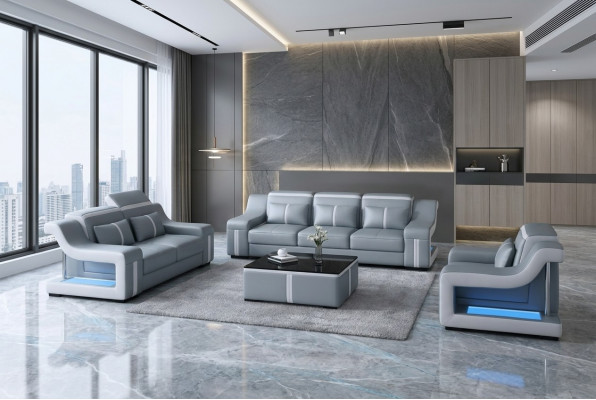 Design Multifunktiounscouch Relax Sofa Lieder Polster Couchen Drësëtzer 3er Nei