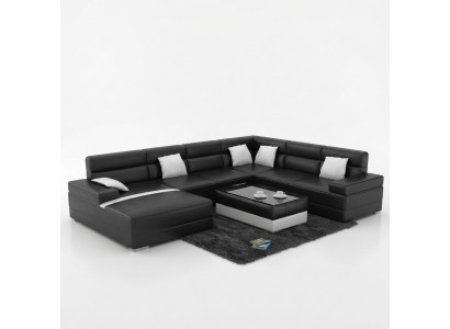 Ledercouch Sofa Wunnlandschaft Eckcanapé Eck Garnitur Design Modern Sofa U-Form USB
