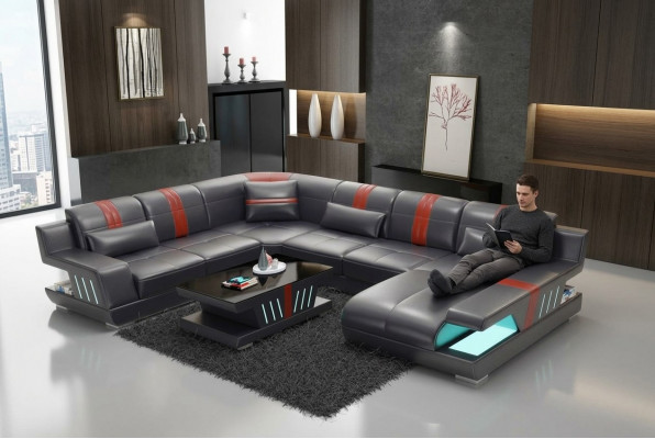Eckcouch Wunnlandschaft Sofa Canapé U-Form Gepolstert Couch Lieder Design Beliicht