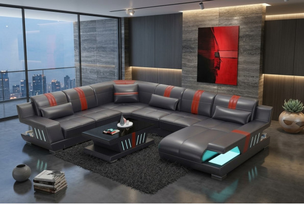 Eckcouch Wunnlandschaft Sofa Canapé U-Form Gepolstert Couch Lieder Design Beliicht