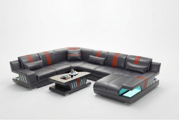 Eckcouch Wunnlandschaft Sofa Canapé U-Form Gepolstert Couch Lieder Design Beliicht