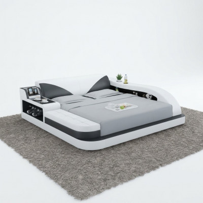 Multifunktiounsbett Luxus Design Liederbetten Duebel Ablageregal 180x200