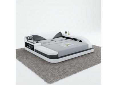 Multifunktiounsbett Luxus Design Liederbetten Duebel Ablageregal 180x200