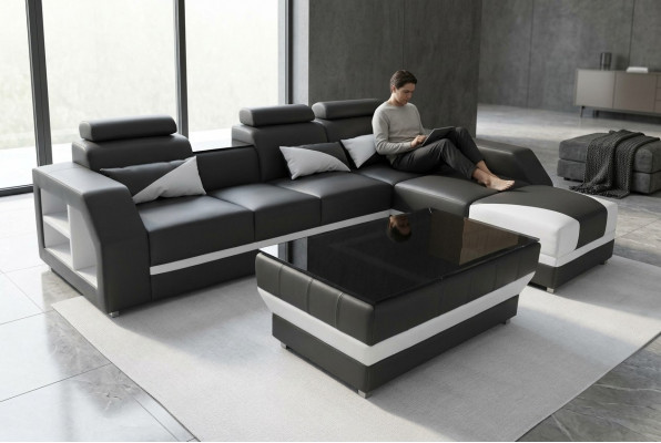 Lieder Ecksofa mat USB, Polster Couchen Sofas Wunnlanschaft Luxus Garnitur Eck