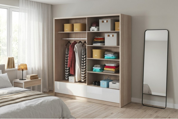 Garderobestockage 200cm Regal Schaf Archiv Dekorativ Schiebetüren