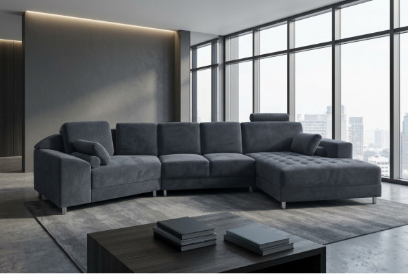 Modern Textil Sofa Eckcouch Polster Wunnzëmmer L-Form Wunnlandschaft USB Ecksofa