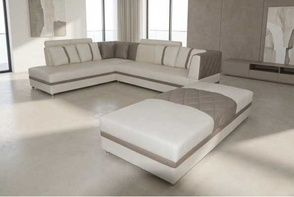 Ecksofa mat USB Wunnlandschaft Lieder Ecke Canapé Polster Sëtz Garnitur A1128