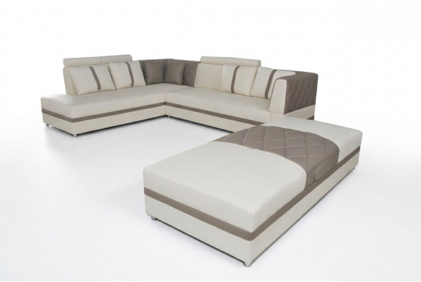 Ecksofa mat USB Wunnlandschaft Lieder Ecke Canapé Polster Sëtz Garnitur A1128
