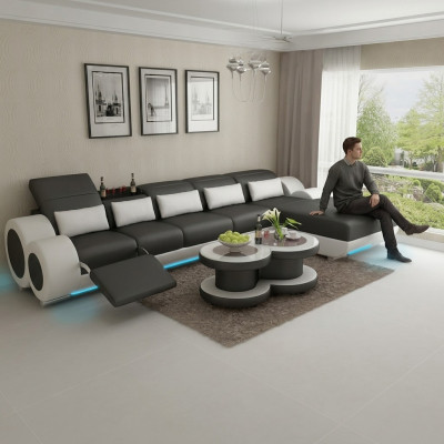Léiercouch Couch Wunnlandschaft Eckcouch Eck Garnitur Design Modern Sofa mat USB