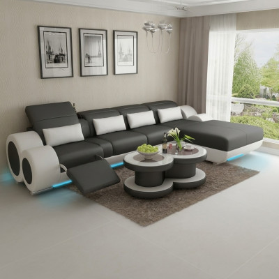 Léiercouch Couch Wunnlandschaft Eckcouch Eck Garnitur Design Modern Sofa mat USB
