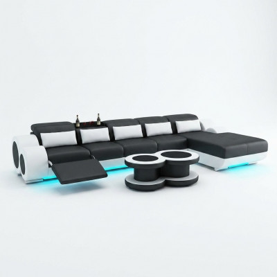 Léiercouch Couch Wunnlandschaft Eckcouch Eck Garnitur Design Modern Sofa mat USB