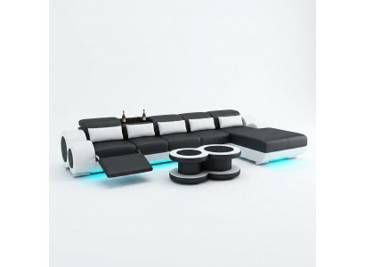 Léiercouch Couch Wunnlandschaft Eckcouch Eck Garnitur Design Modern Sofa mat USB