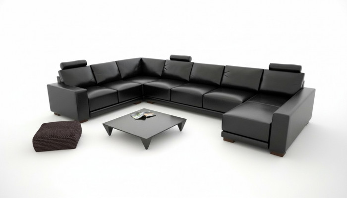 Ledersofa Canapé Wunnlandschaft Ecksofa Eck Garnitur Design Modern Sofa mat USB