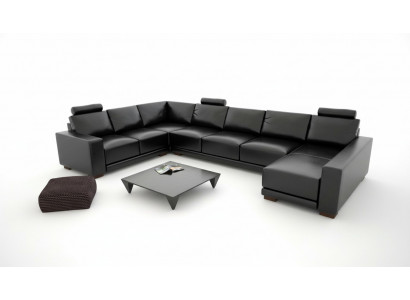 Ledersofa Canapé Wunnlandschaft Ecksofa Eck Garnitur Design Modern Sofa mat USB