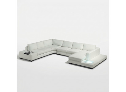 Ledersofa Couch Wunnlandschaft Ecksofa Eck Garnitur Design Modern Sofa mat USB