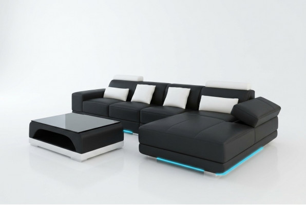 Lieder-Sofa Couch Wohnlandschaft Ecksofa Eck Garnitur Design Moderne Sofa mat USB