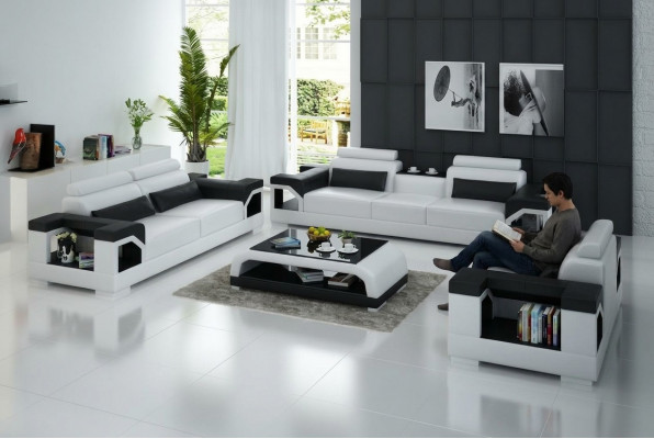 Liederdivan Canapé Wunnlanschaft 3+2+1 Sëtz Garnitur Design Modern Sofa mat USB