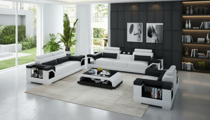 Liederdivan Canapé Wunnlanschaft 3+2+1 Sëtz Garnitur Design Modern Sofa mat USB