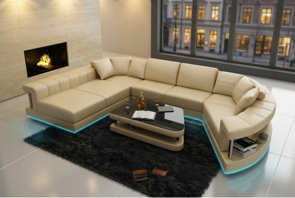 Liederzofa Couch Wunnlandschaft Eckzofa Eck Garnitur Design Modern Zofa + USB !