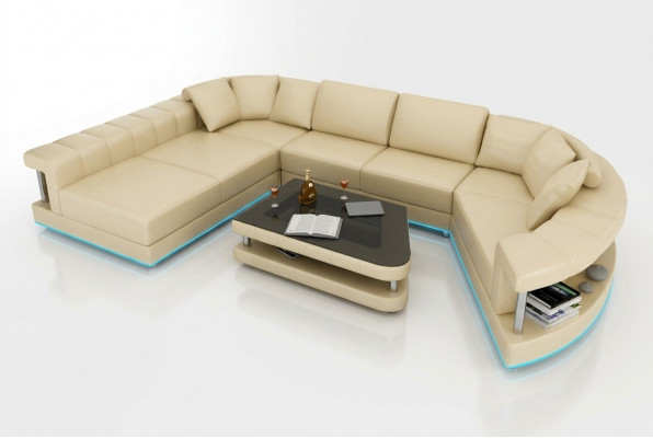 Liederzofa Couch Wunnlandschaft Eckzofa Eck Garnitur Design Modern Zofa + USB !