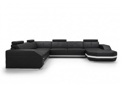 Design Sofa mat USB Canapé Këssen Ecksofa Wunnlandschaft Liederensofa Eckgarnitur