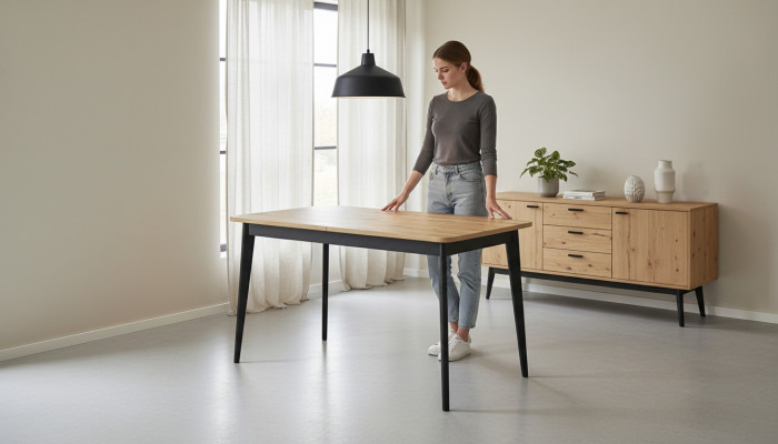 Modernt Holzdësch Iessdësch Dësch Holz Dëscher Iess Zëmmer Auszéibar