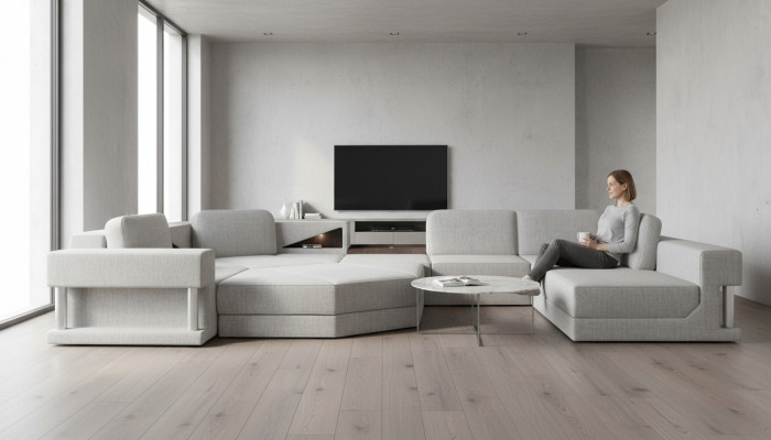 Modern Eckcanapé USB LED Couch Polster Lieder Design Sofa Garnitur Wunnlandschaft