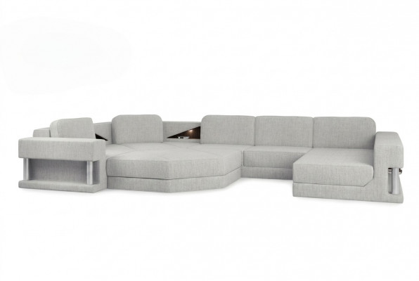 Modern Eckcanapé USB LED Couch Polster Lieder Design Sofa Garnitur Wunnlandschaft