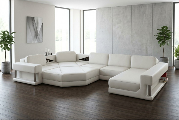 Modern Ecksofa mat USB Couch Polster Lieder Design Sofa Garnitur Wunnlandschaft